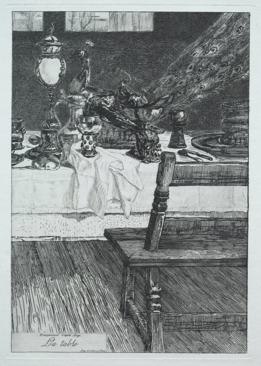 Tabellen, efter H. Leys, 1868. av Felix Bracquemond