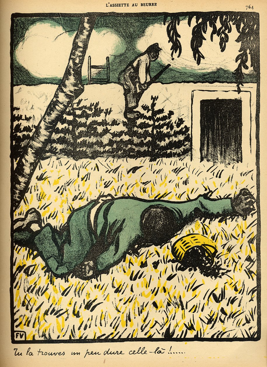 En bonde skjuter en luffare som ertappas med att stjäla plommon från hans träd, från 