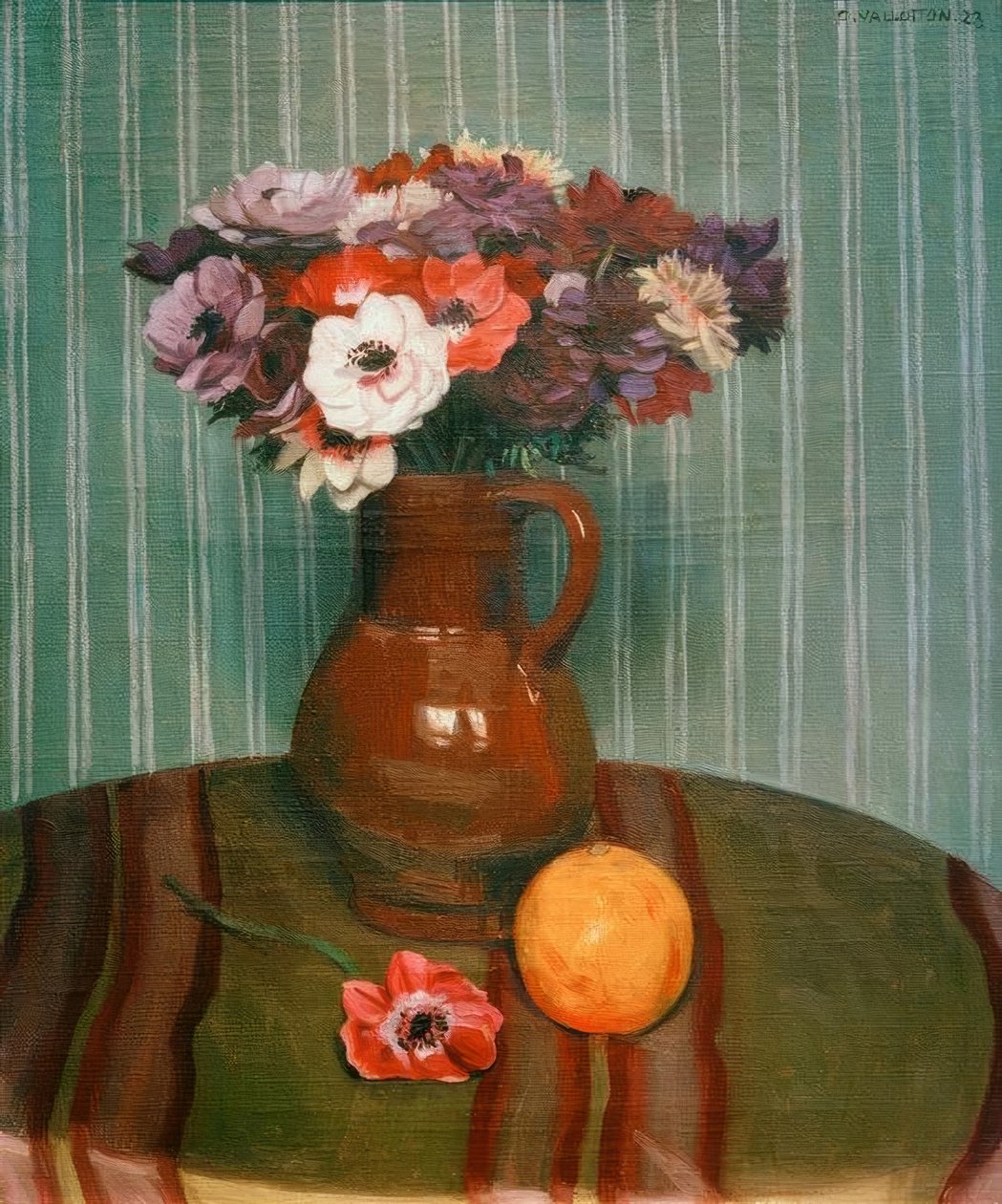 Anemoner och apelsin av Felix Edouard Vallotton
