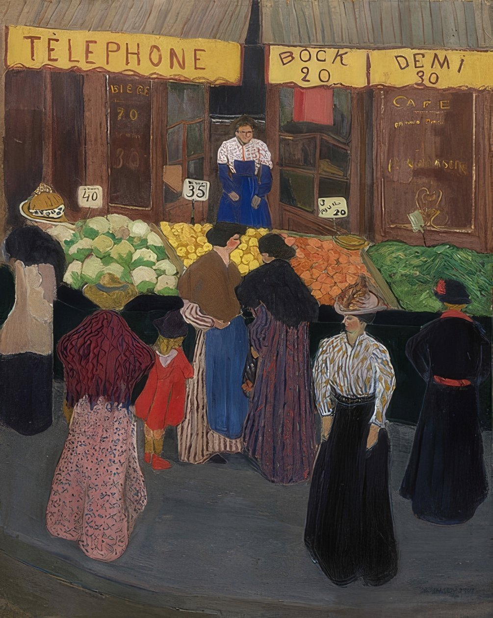 På marknaden (Au marché). Omkring 1895 av Felix Edouard Vallotton