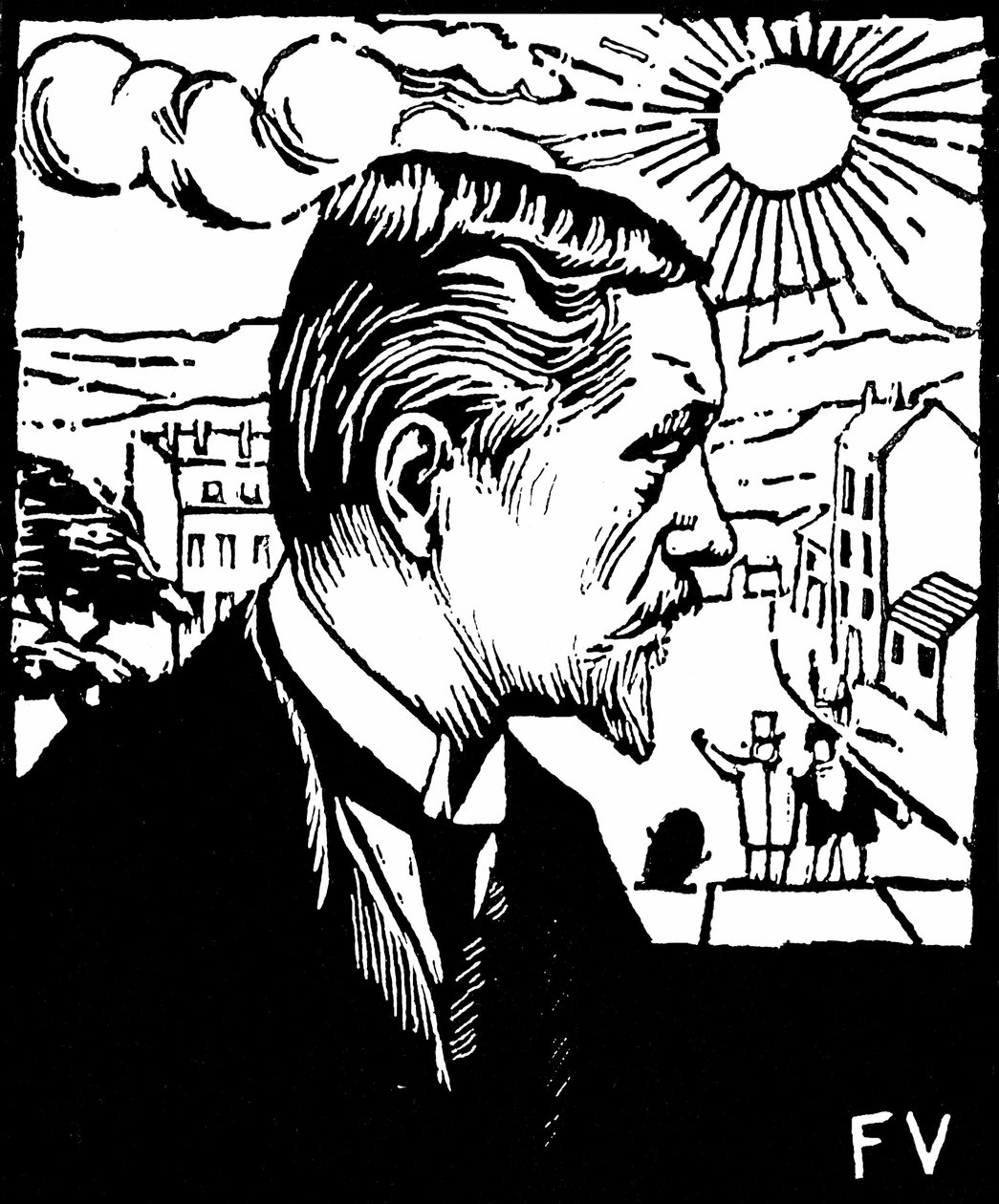 Självporträtt. Träsnitt av Felix Edouard Vallotton (1865-1925), cirka 1890. Privat samling. av Felix Edouard Vallotton