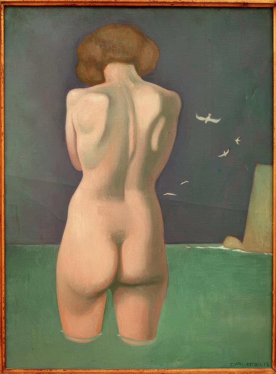 Bada med fåglar av Felix Edouard Vallotton