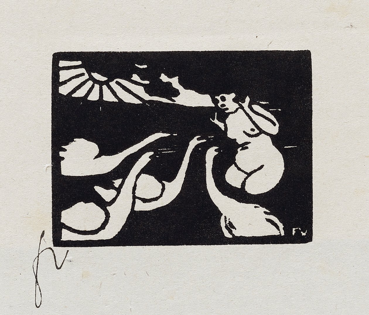 Badare med svanar, X från "Les Petites Baigneuses", 1893 av Felix Edouard Vallotton