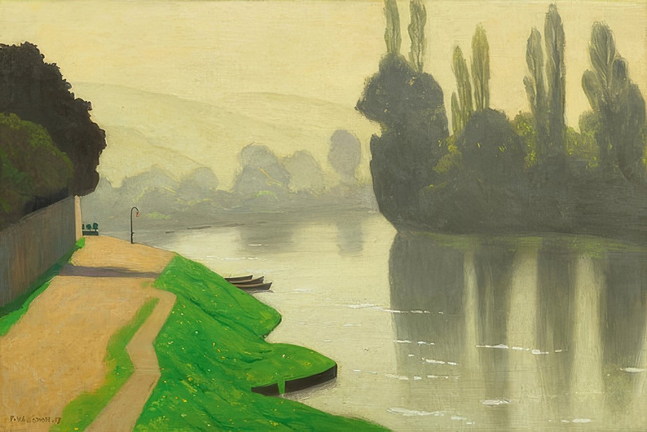 Morgondimma i Les Andelys. 1917 av Felix Edouard Vallotton