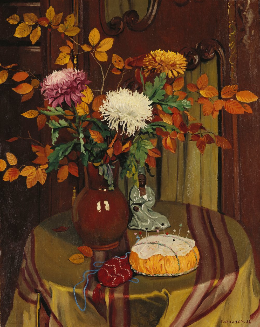 Krysantemum och höstblad; Krysantemum och höstlöv, 1922 av Felix Edouard Vallotton