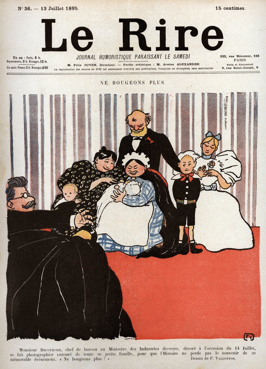 Omslag till tidningen "" Le Rire"", nr 36, 13 juli 1895: "" Låt oss inte flytta längre" av Felix Edouard Vallotton