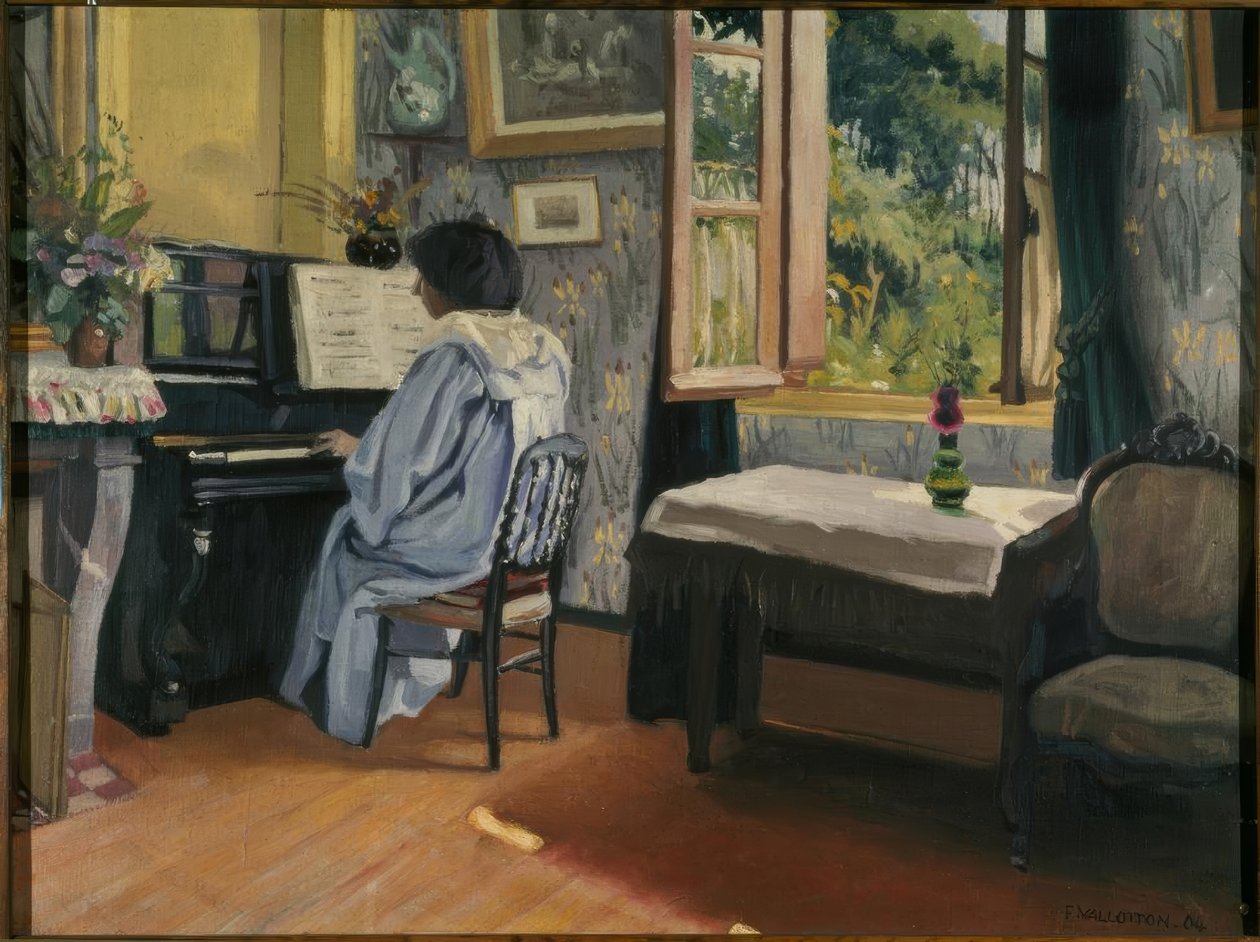Dam vid pianot av Felix Edouard Vallotton