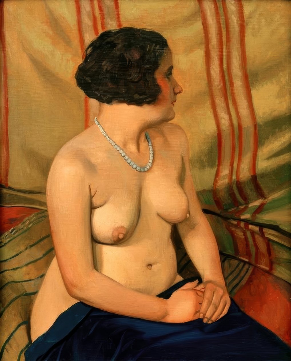 Femme au collier bleu (kvinna med ett blått halsband) av Felix Edouard Vallotton