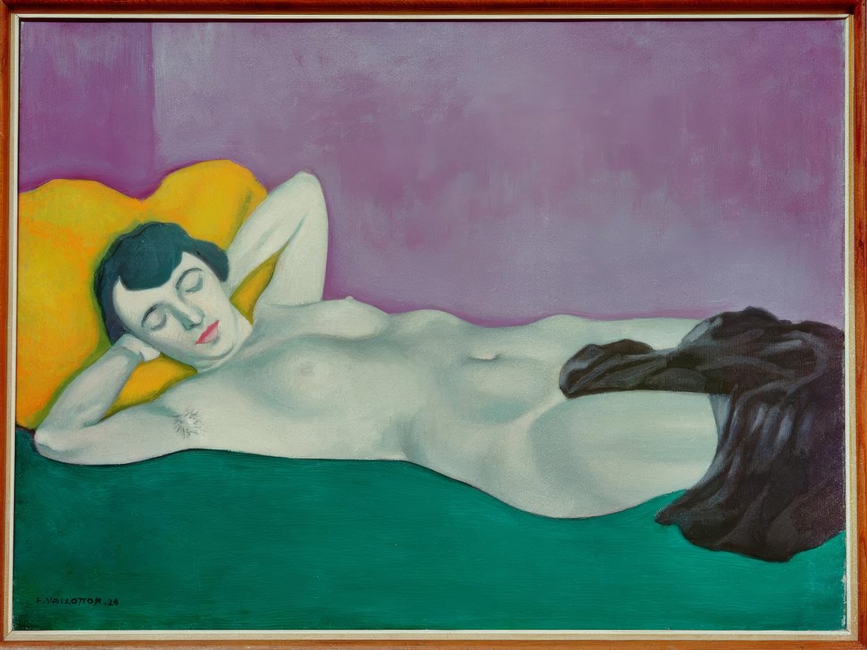 Kvinna som sover på grön matta av Felix Edouard Vallotton