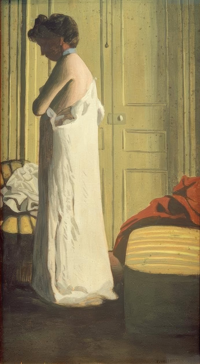 Kvinna som tar av sig skjortan av Felix Edouard Vallotton