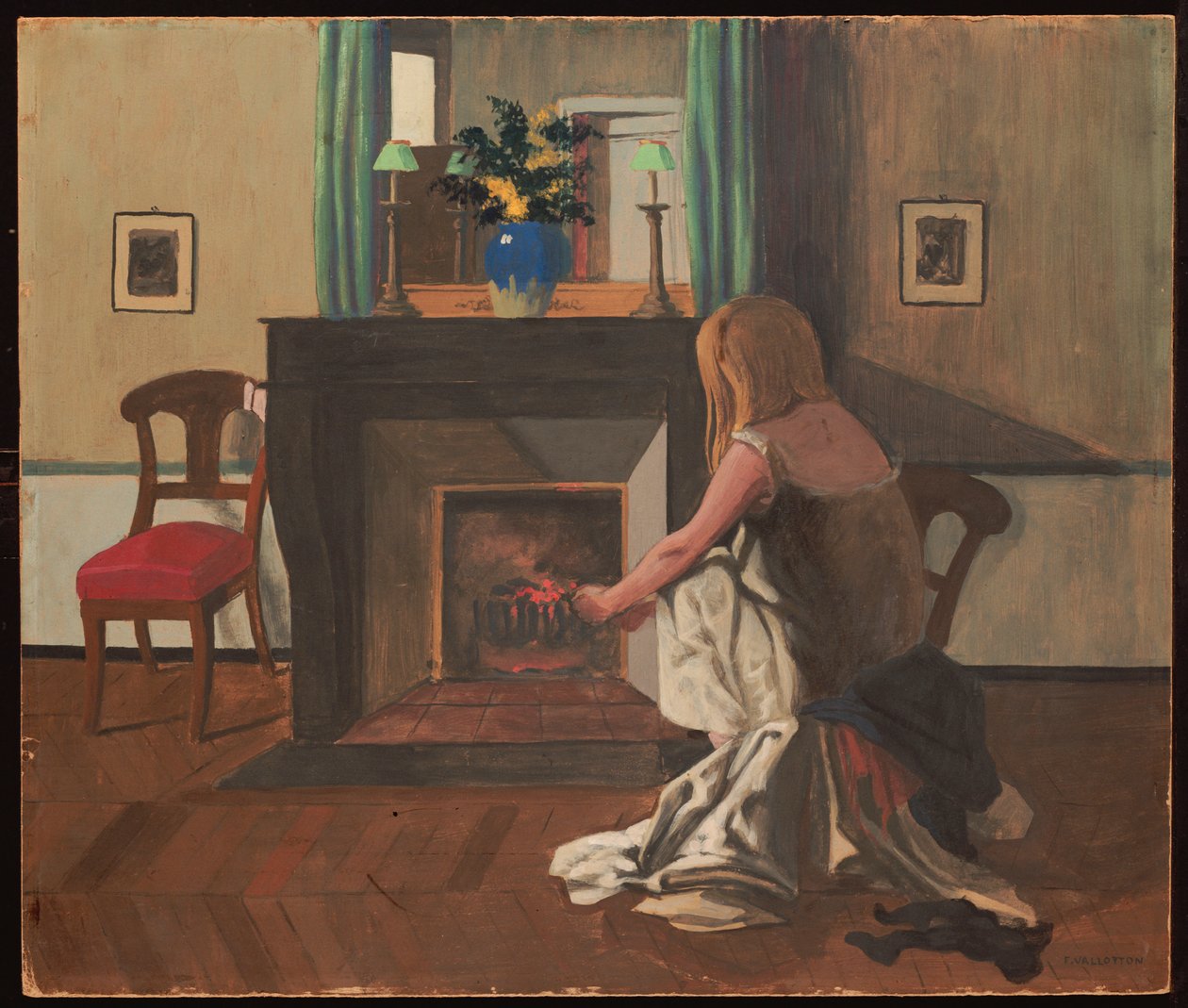 Interiör med en kvinna i nattlinne, 1899 av Felix Edouard Vallotton