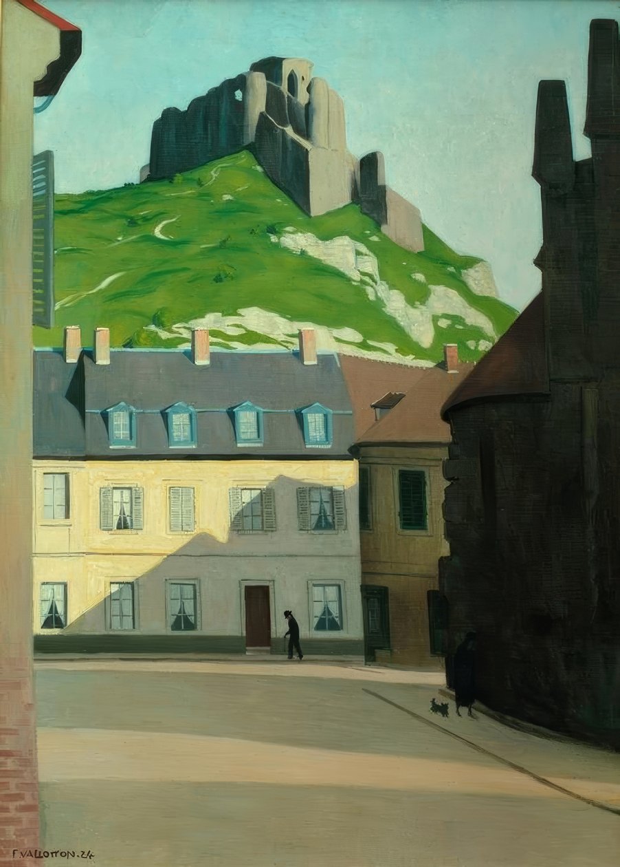Chateau Gaillard och Place des Andelys av Felix Edouard Vallotton