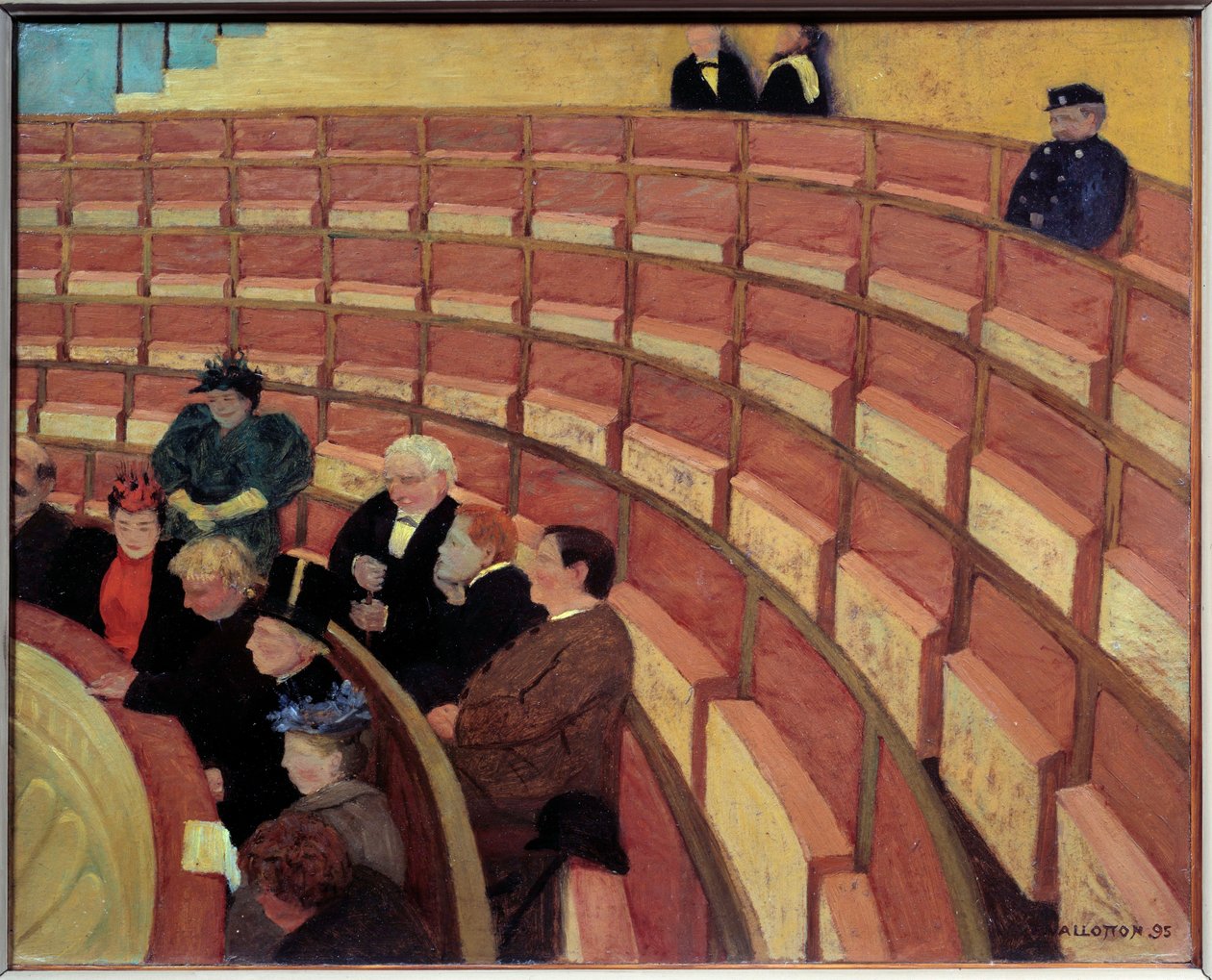 Det tredje galleriet på Theatre du Chatelet Målning av Felix Vallotton (1865-1925) (ec.suiss.) 1895 Sön. 0,49x0,61 m Paris, musee d