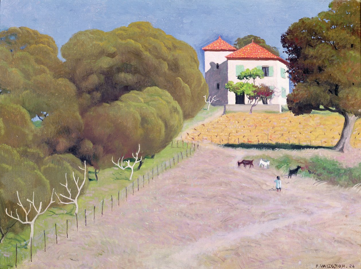 Landskap, Huset med det röda taket, 1924 av Felix Edouard Vallotton