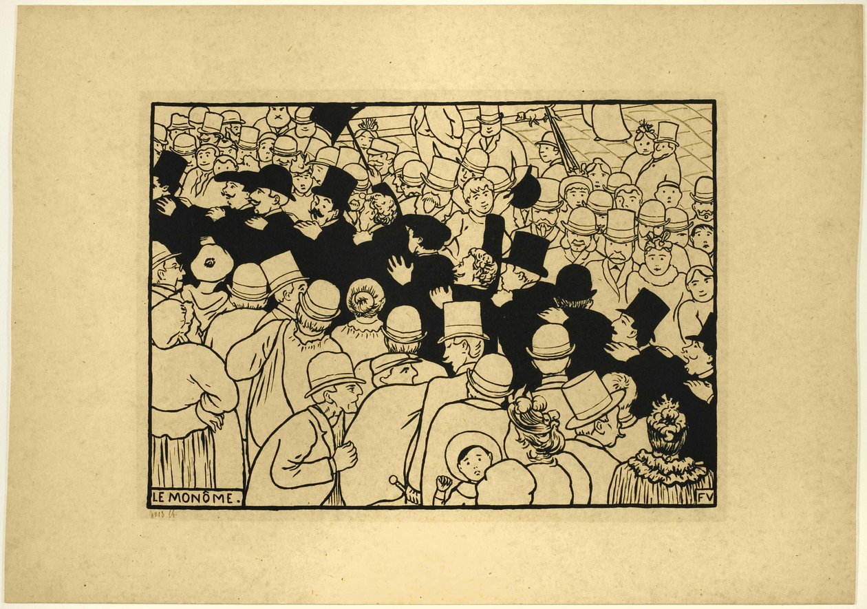 Paradera genom gatorna i en fil av Felix Edouard Vallotton