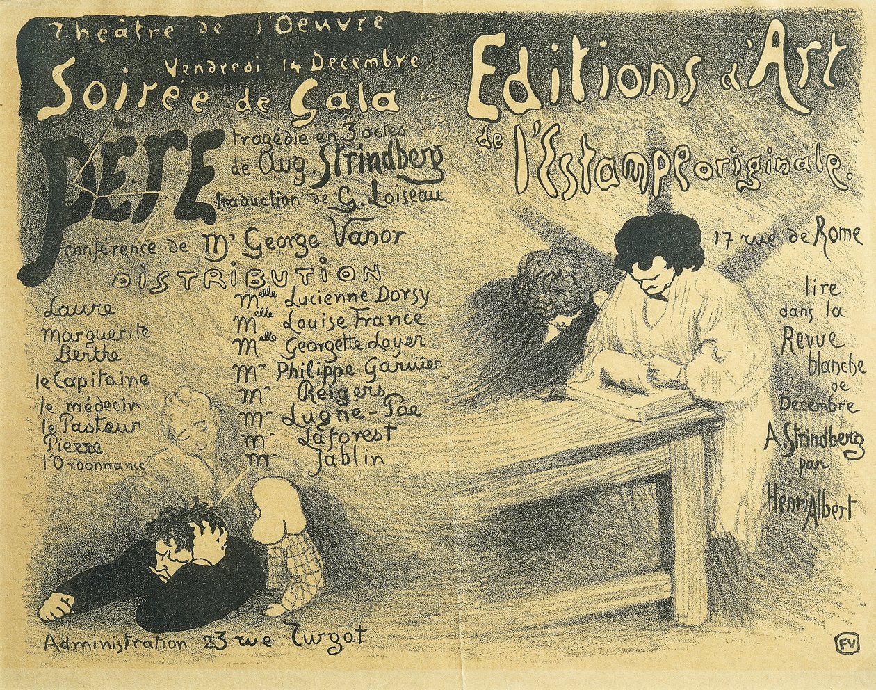 Parisoperans program, inklusive verk av August Strindberg av Felix Edouard Vallotton