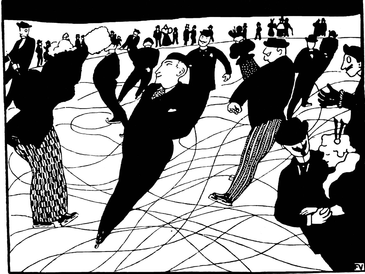Skridskoåkare. Målning Felix Edouard Vallotton (1865-1925) av Felix Edouard Vallotton