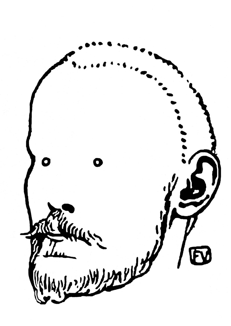 Porträtt av Jules Renard (1864-1910). Gravyr av Felix Edouard Vallotton (1865-1925) av Felix Edouard Vallotton