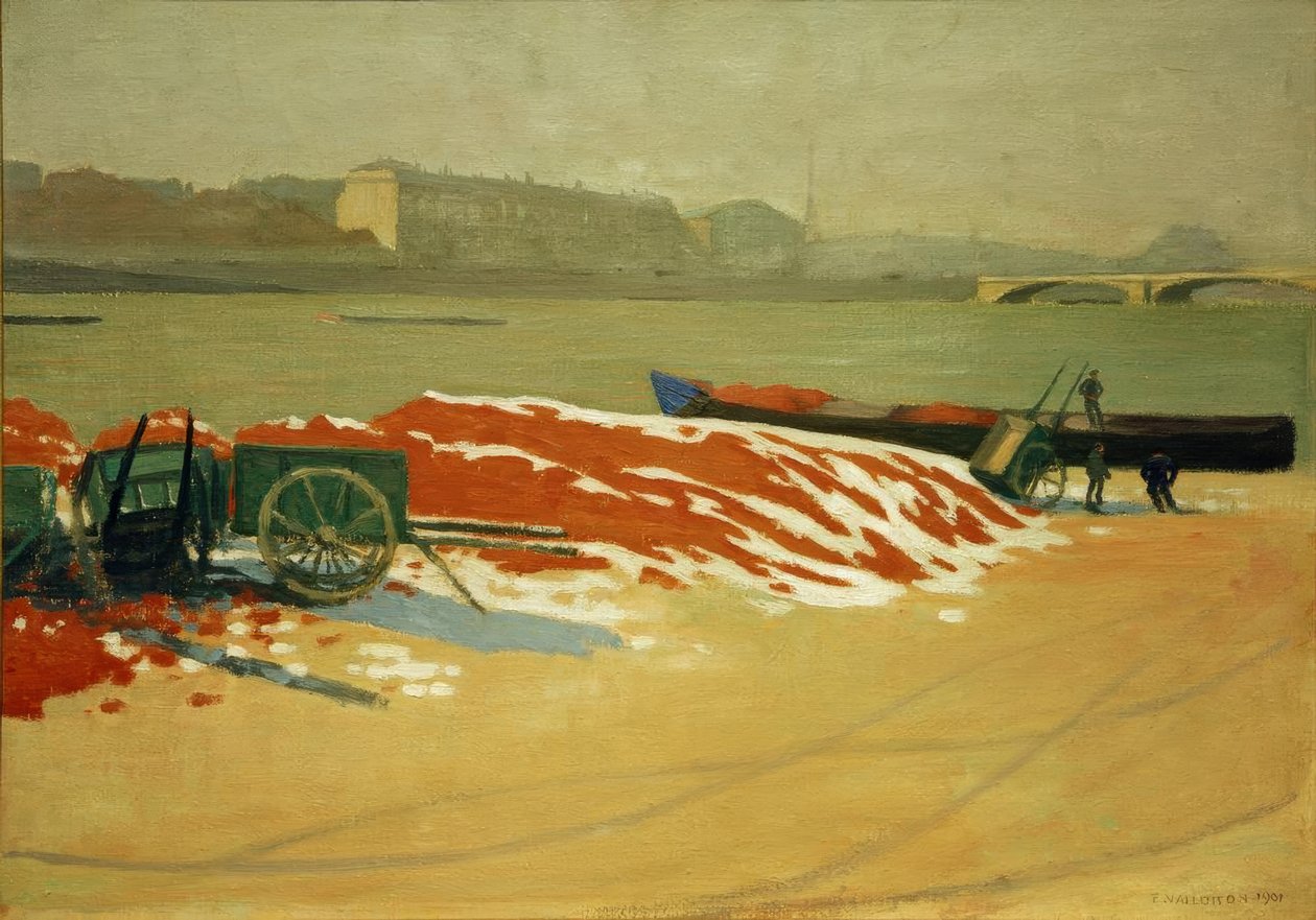 Quai de Seine med röd sand av Felix Edouard Vallotton