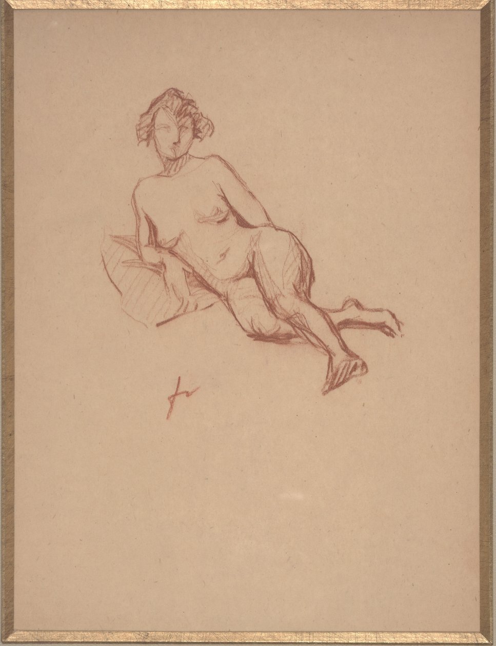Liggande naken kvinna (röd krita på papper) av Felix Edouard Vallotton