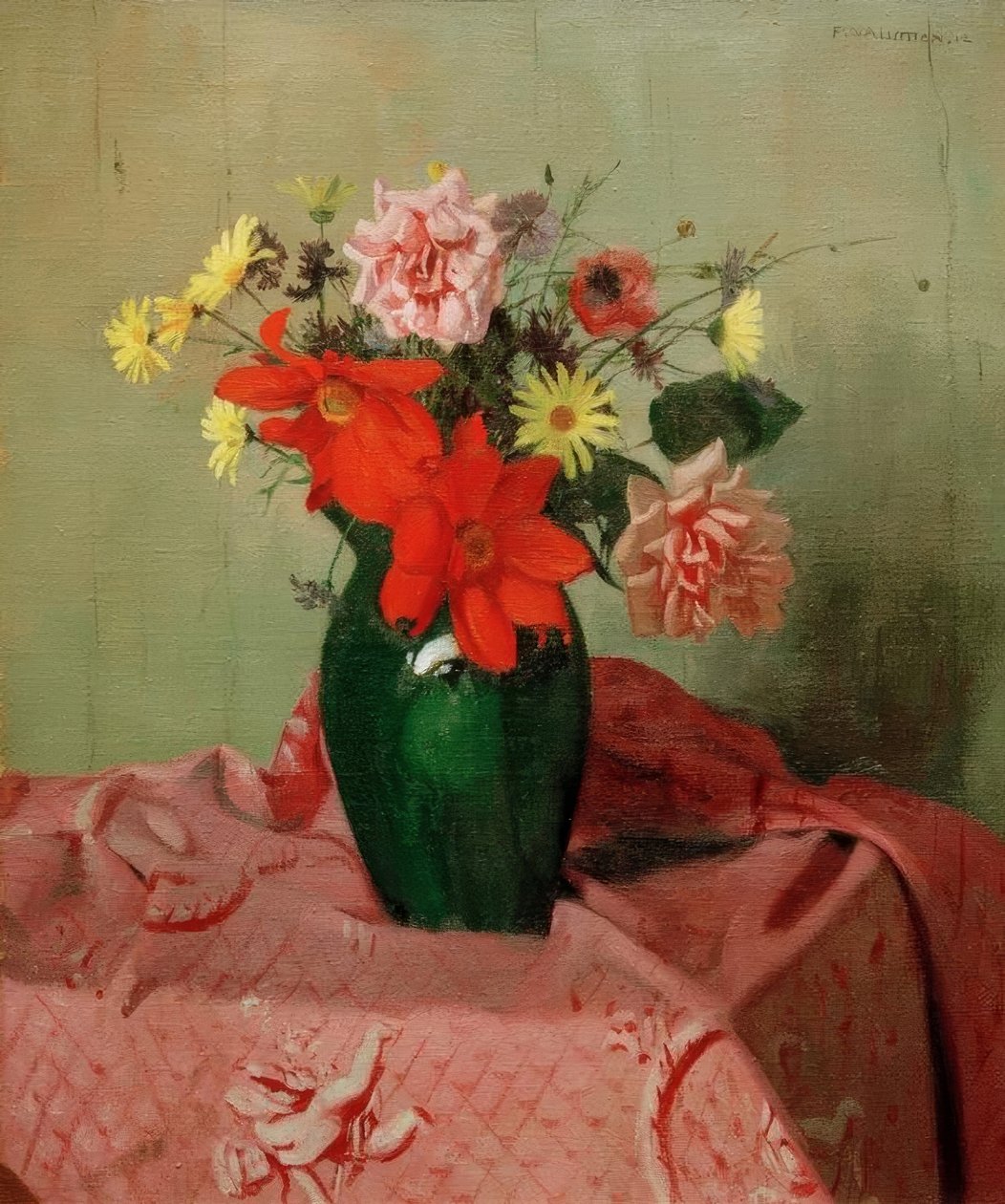 Rosor och dahlior av Felix Edouard Vallotton
