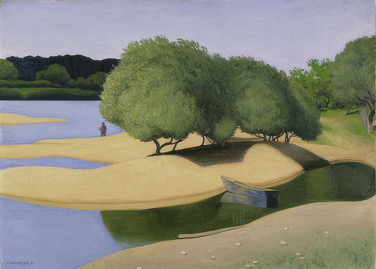 Sandbänke an der Loire (sand vid Loirestranden). 1923 av Felix Edouard Vallotton