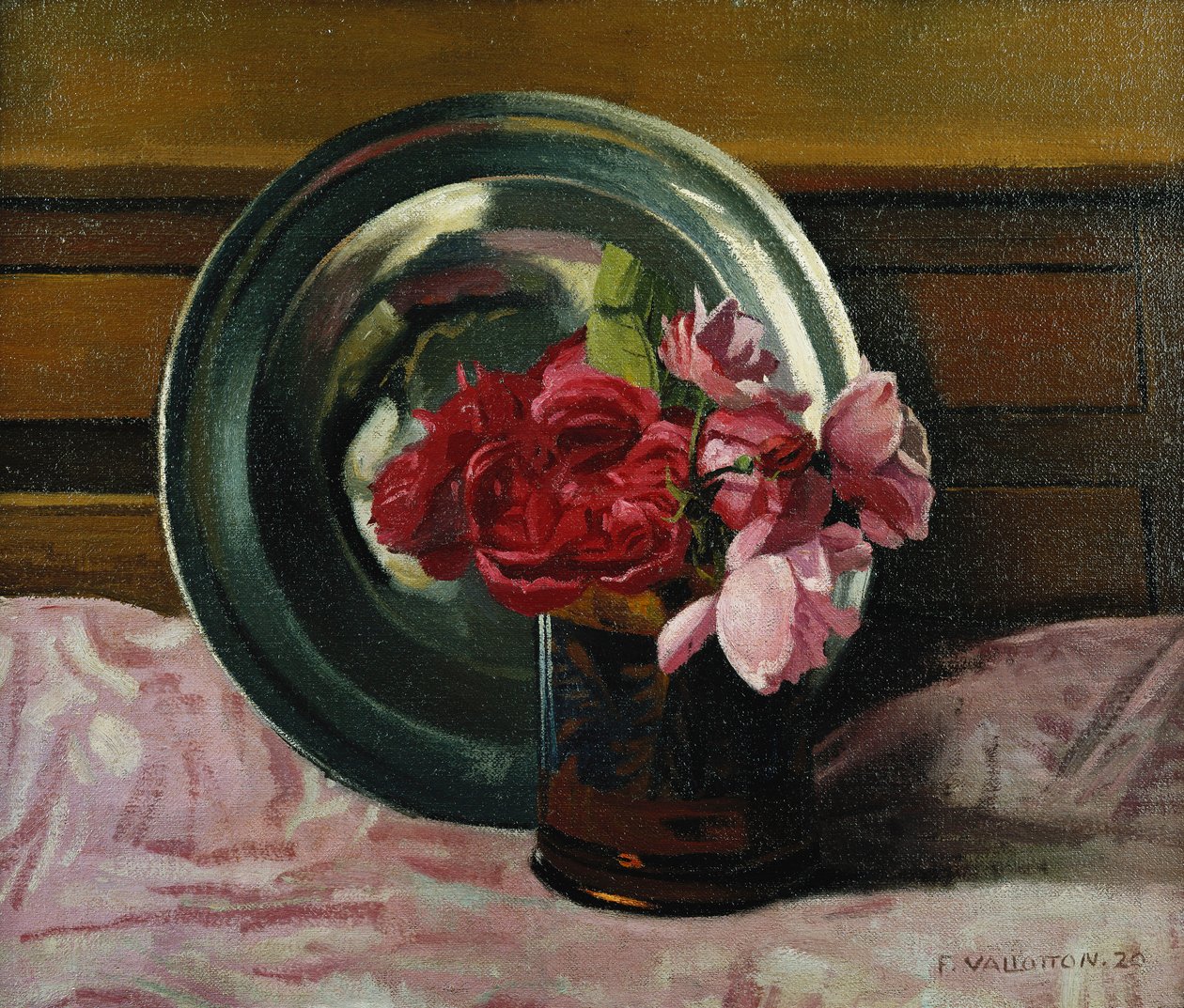 Stilleben med rosor; Nature Morte aux Roses, 1920 av Felix Edouard Vallotton