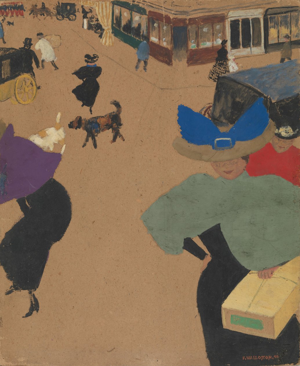 Gatubild i Paris (Coin de rue à Paris), 1895 (gouache och olja på kartong) av Felix Edouard Vallotton