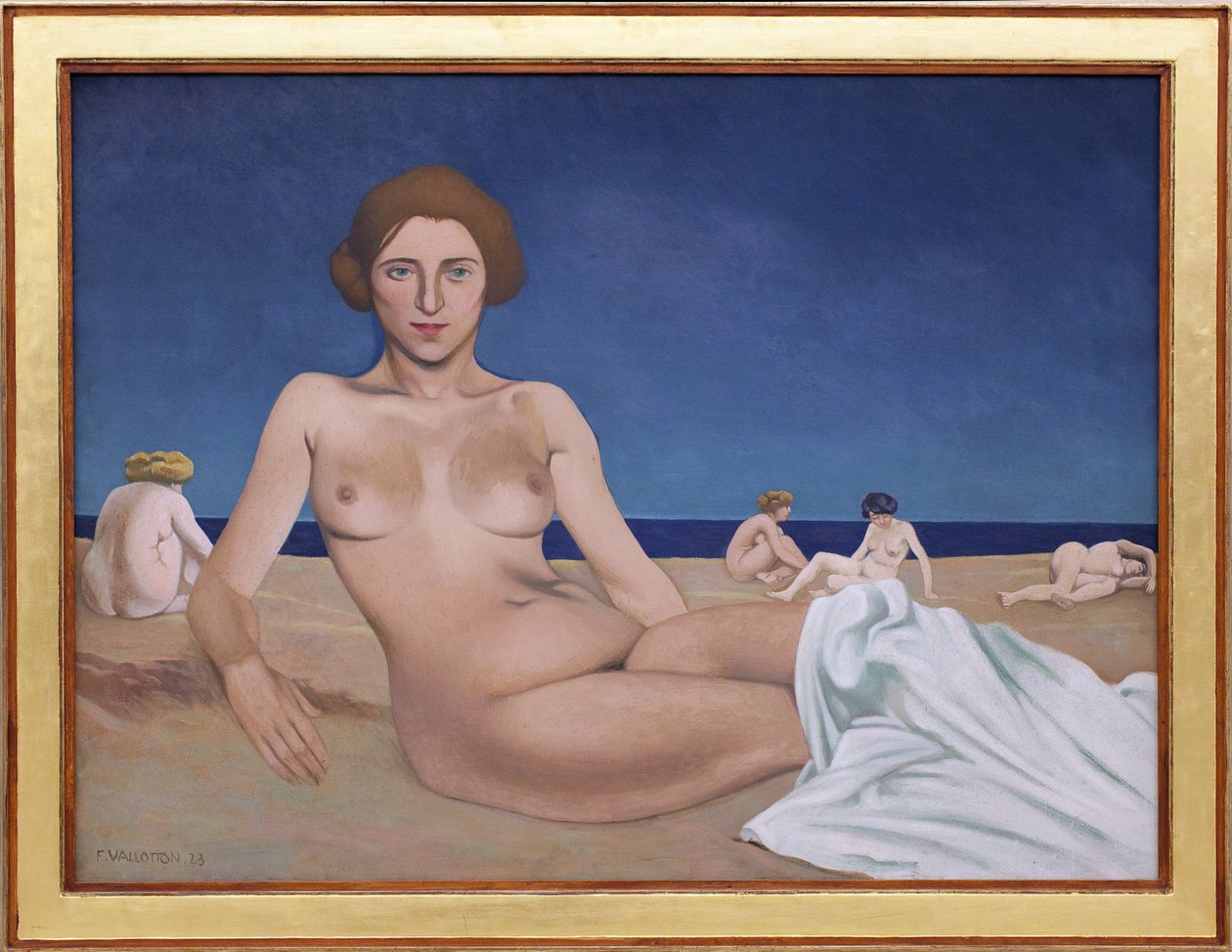Sola på stranden. Målning av Felix Edouard Vallotton (1865-1925) av Felix Edouard Vallotton