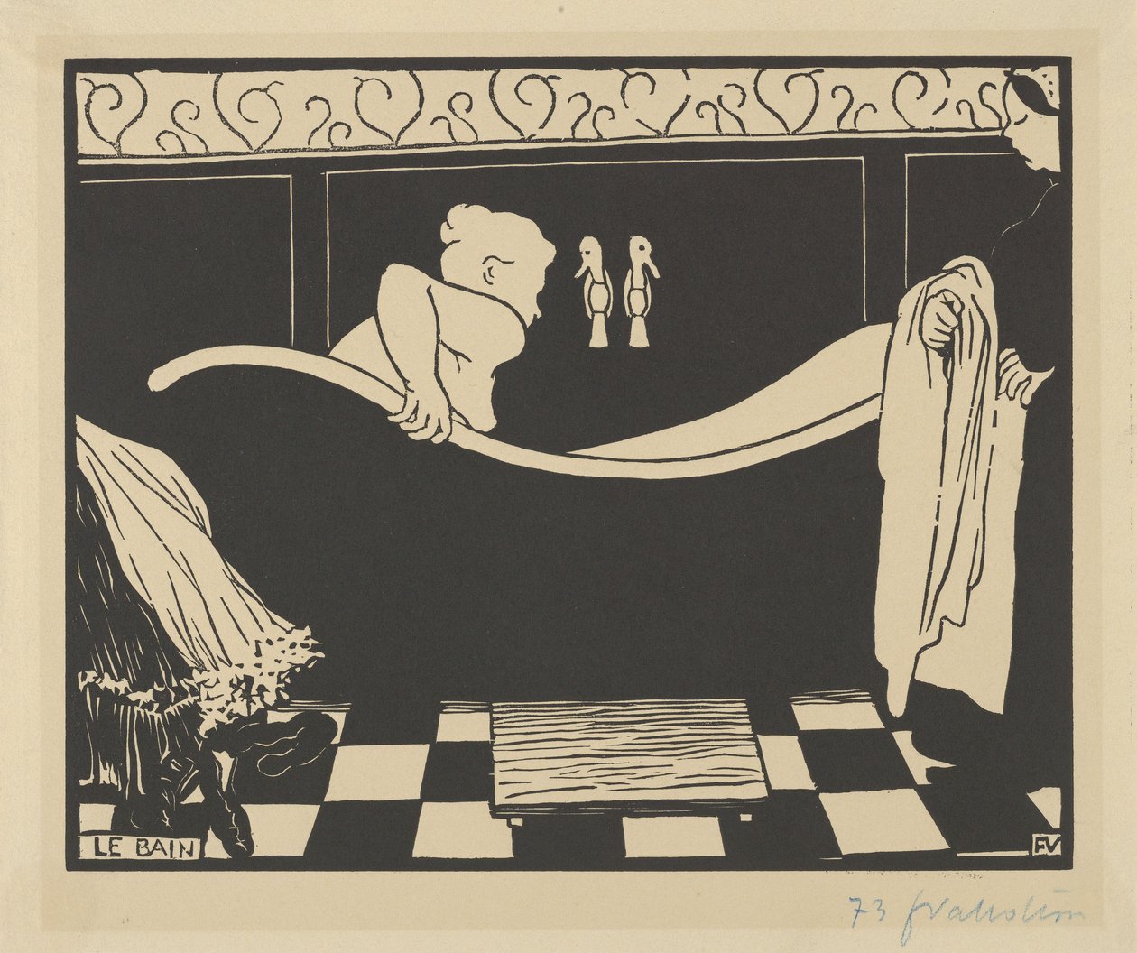 The Bath (Le Bain), 1894 (träsnitt på krämvävt papper) av Felix Edouard Vallotton