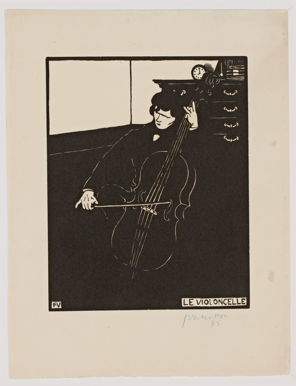 "Cello, från serien "Musikinstrument", 1896-97 av Felix Edouard Vallotton