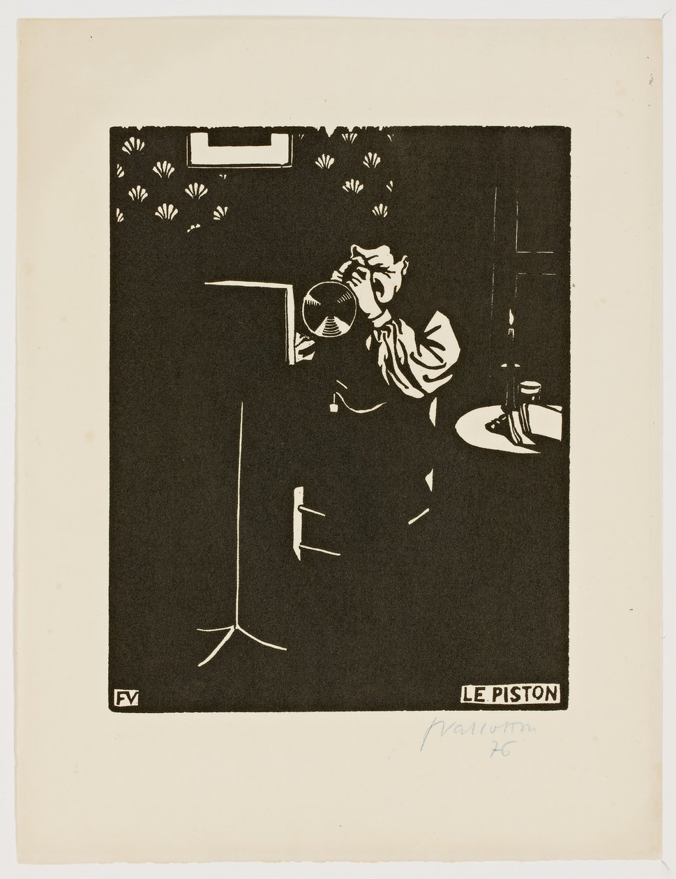 Kornetten, från serien "Musikinstrument", 1896-97 av Felix Edouard Vallotton