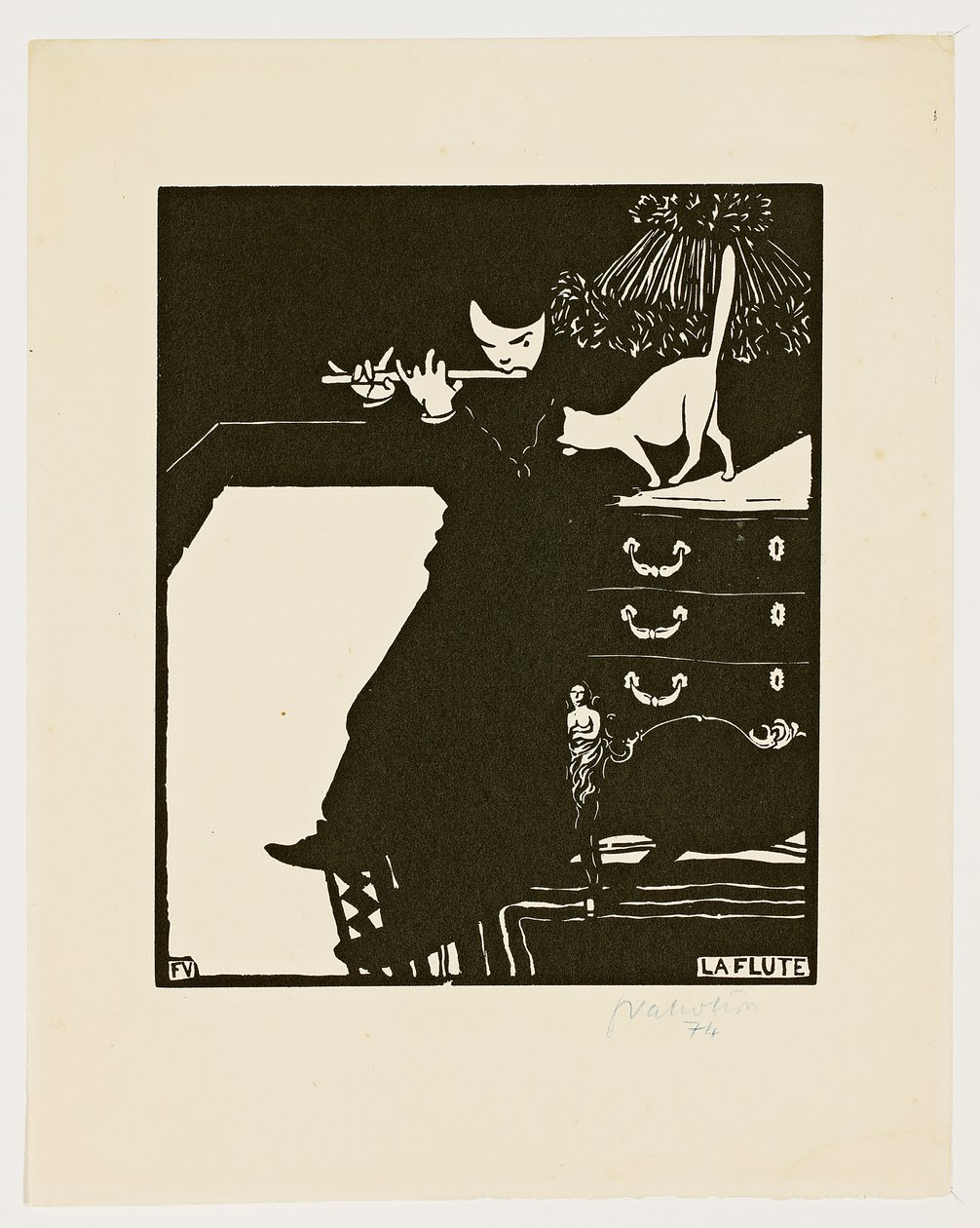 Flöjten, ur serien "Musikinstrument", 1896-97 av Felix Edouard Vallotton