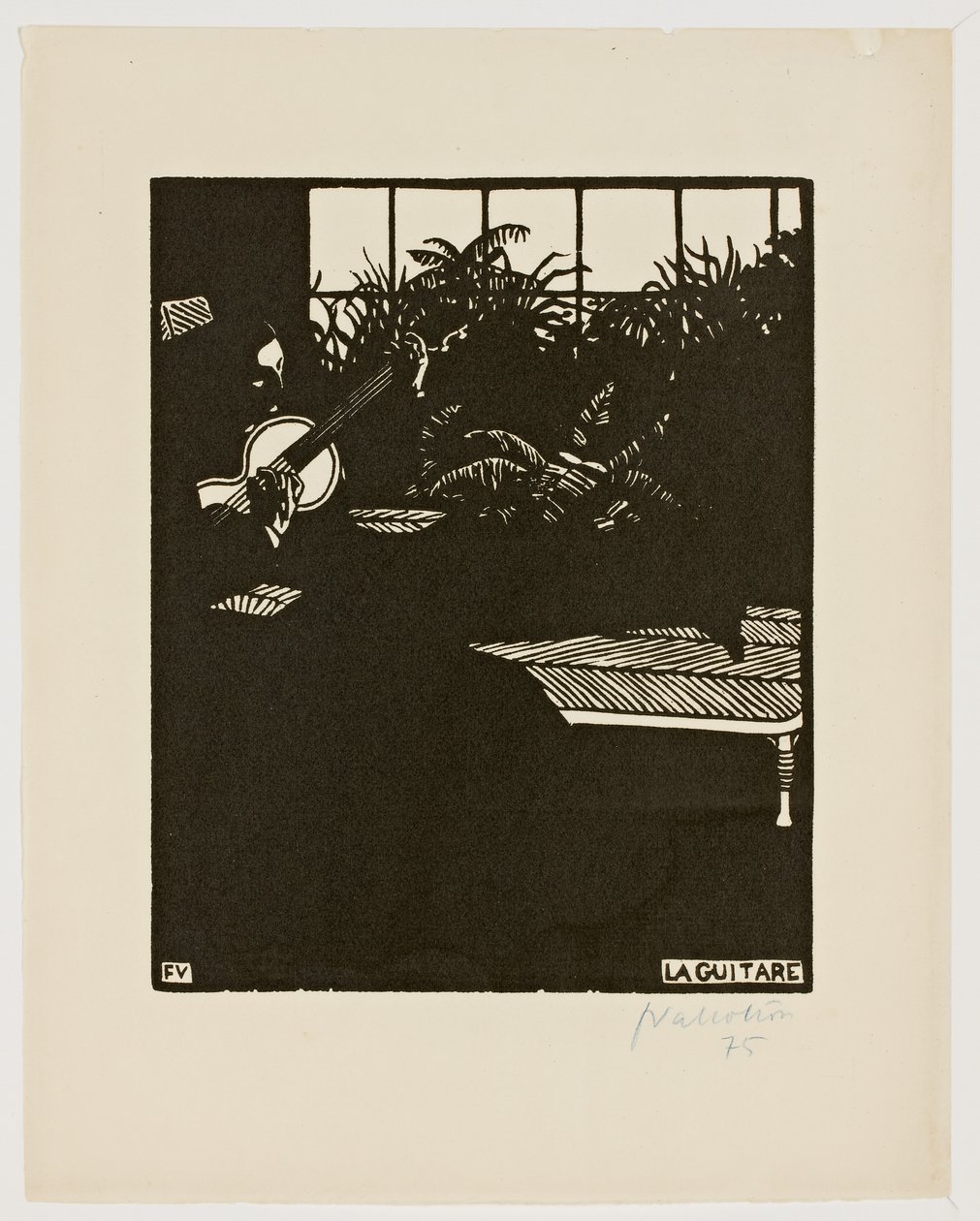 Gitarren, från serien "Musikinstrument", V, 1897 av Felix Edouard Vallotton