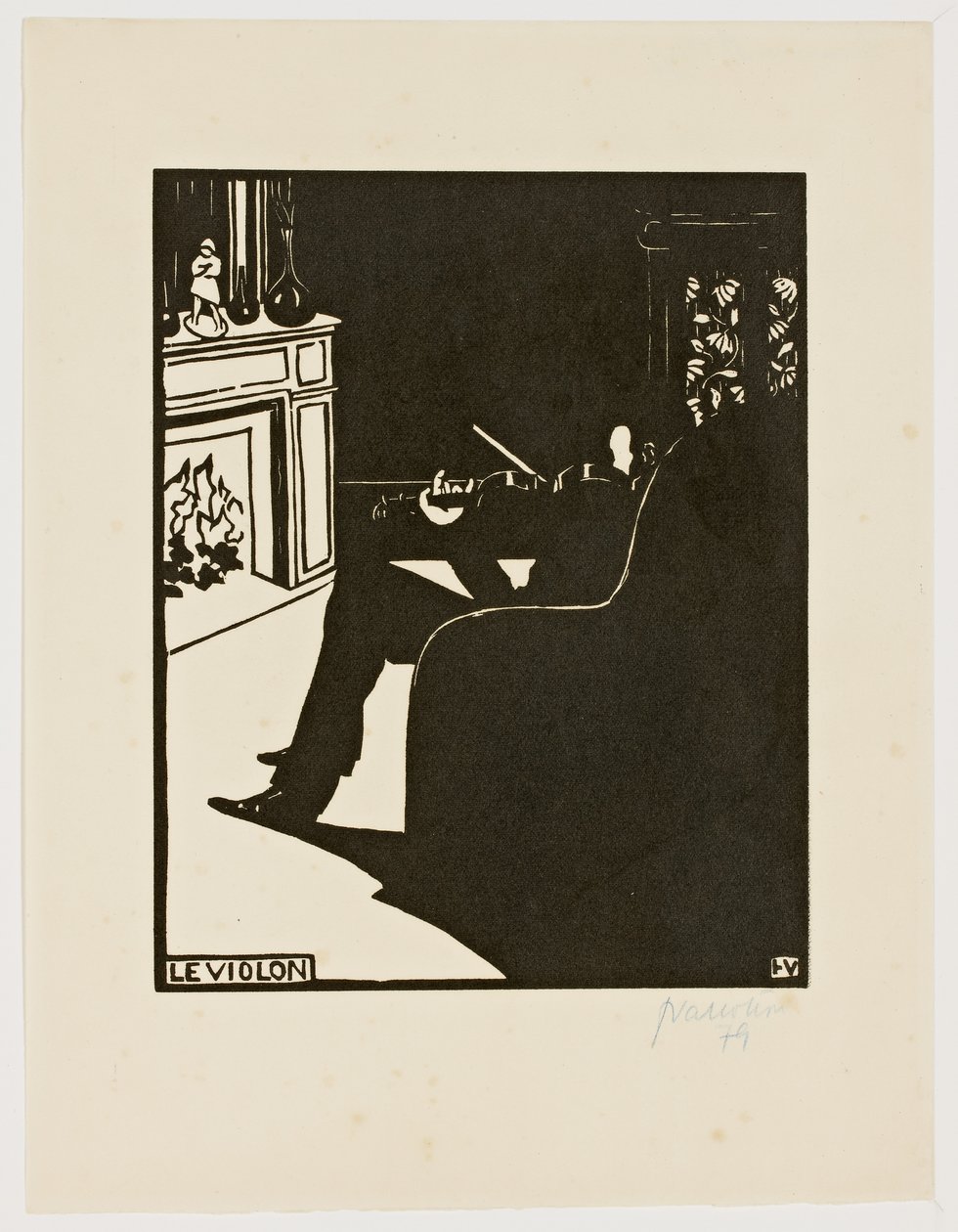Violinen, ur serien "Musikinstrument", 1896-97 av Felix Edouard Vallotton