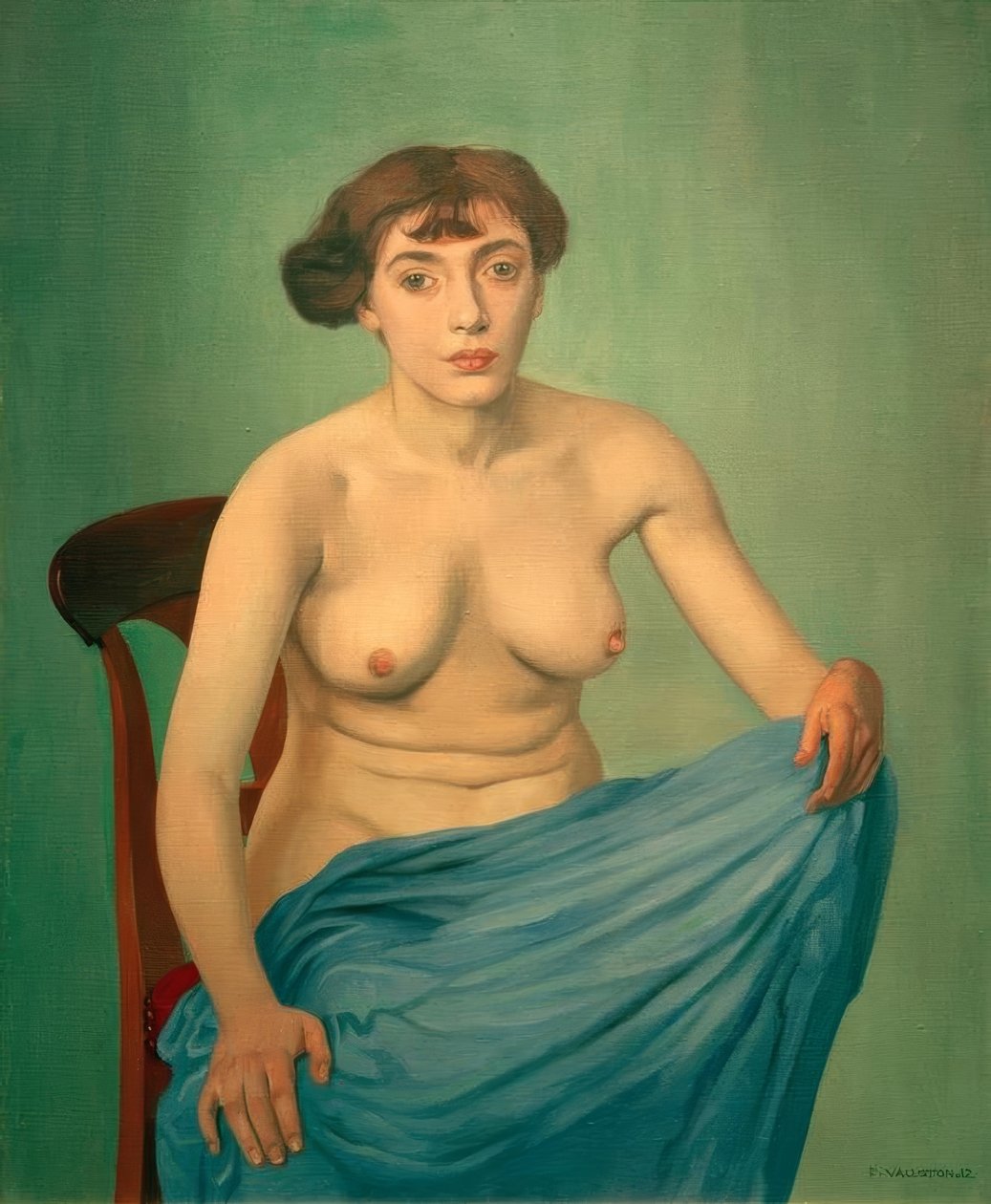 Torso med blått tyg av Felix Edouard Vallotton