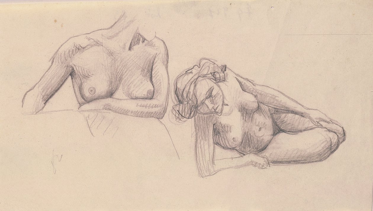 Två studier av kvinnliga nakenbilder av Felix Edouard Vallotton