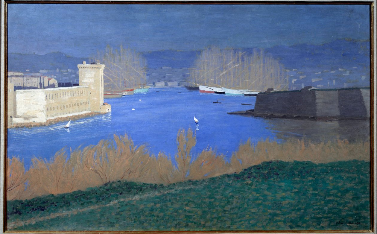 Utsikt över hamnen i Marseille Målning av Felix Vallotton (1865-1925) 1901 Privat samling - Utsikt över hamnen i Marseille. Målning av Felix Vallotton (1865-1925) av Felix Edouard Vallotton