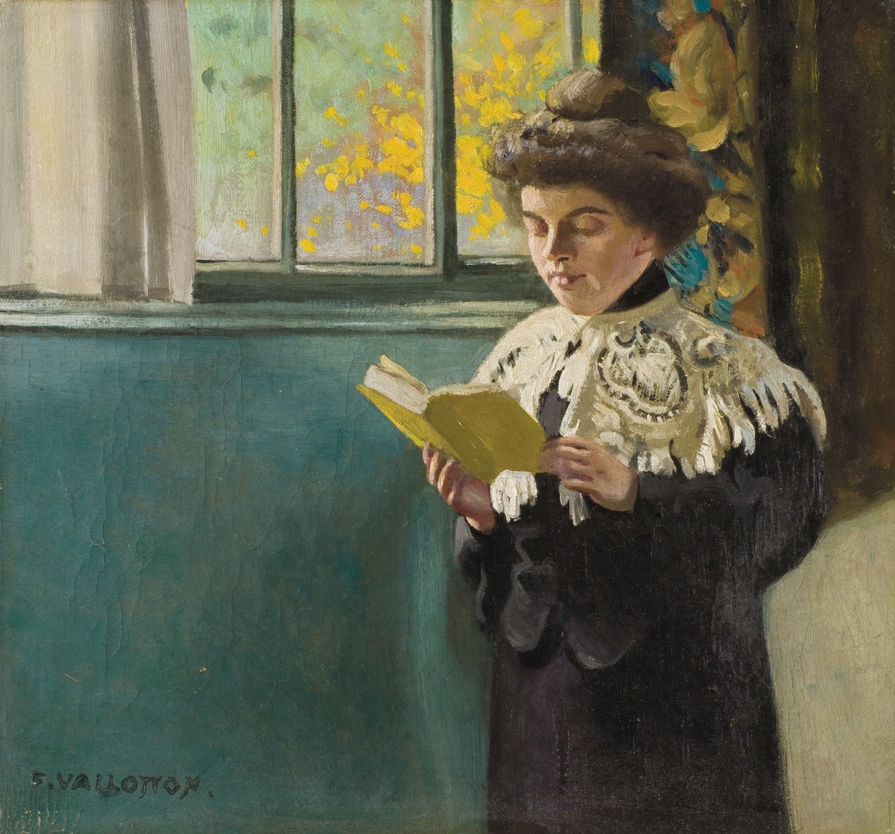 Kvinna som läser vid ett fönster, ca 1904 av Felix Edouard Vallotton