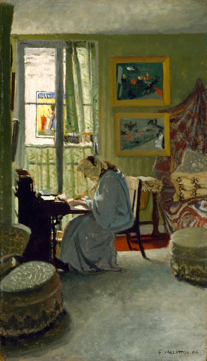 Kvinna som skriver i en interiör, 1904 av Felix Edouard Vallotton