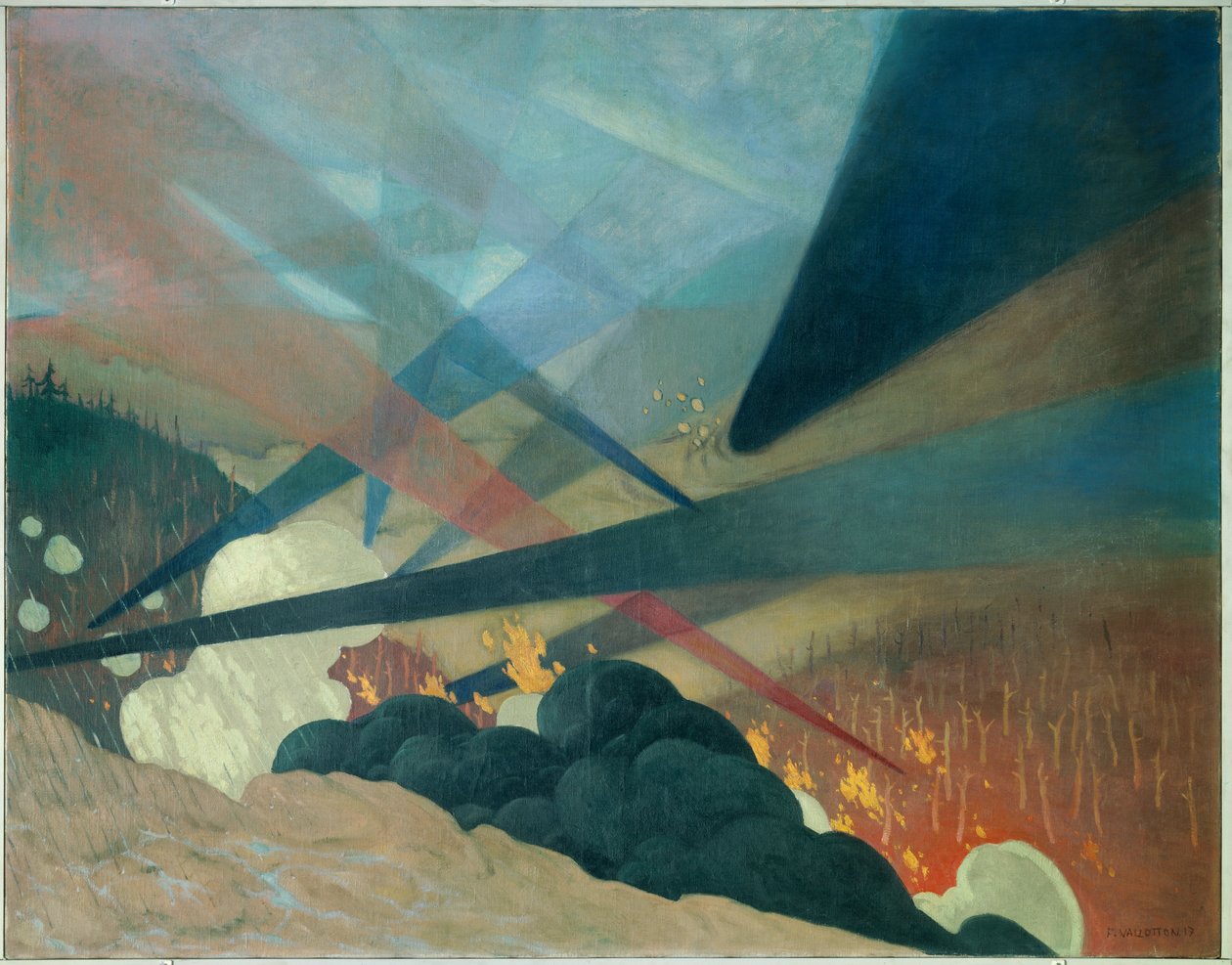 Första världskriget: "Verdun". Målning av Felix Vallotton (1865-1925) Ec. Sud. av Felix Edouard Vallotton
