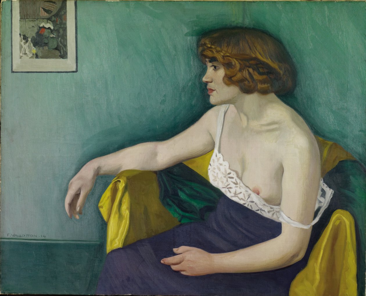 Ung kvinna sittande i profil, 1914 av Felix Edouard Vallotton