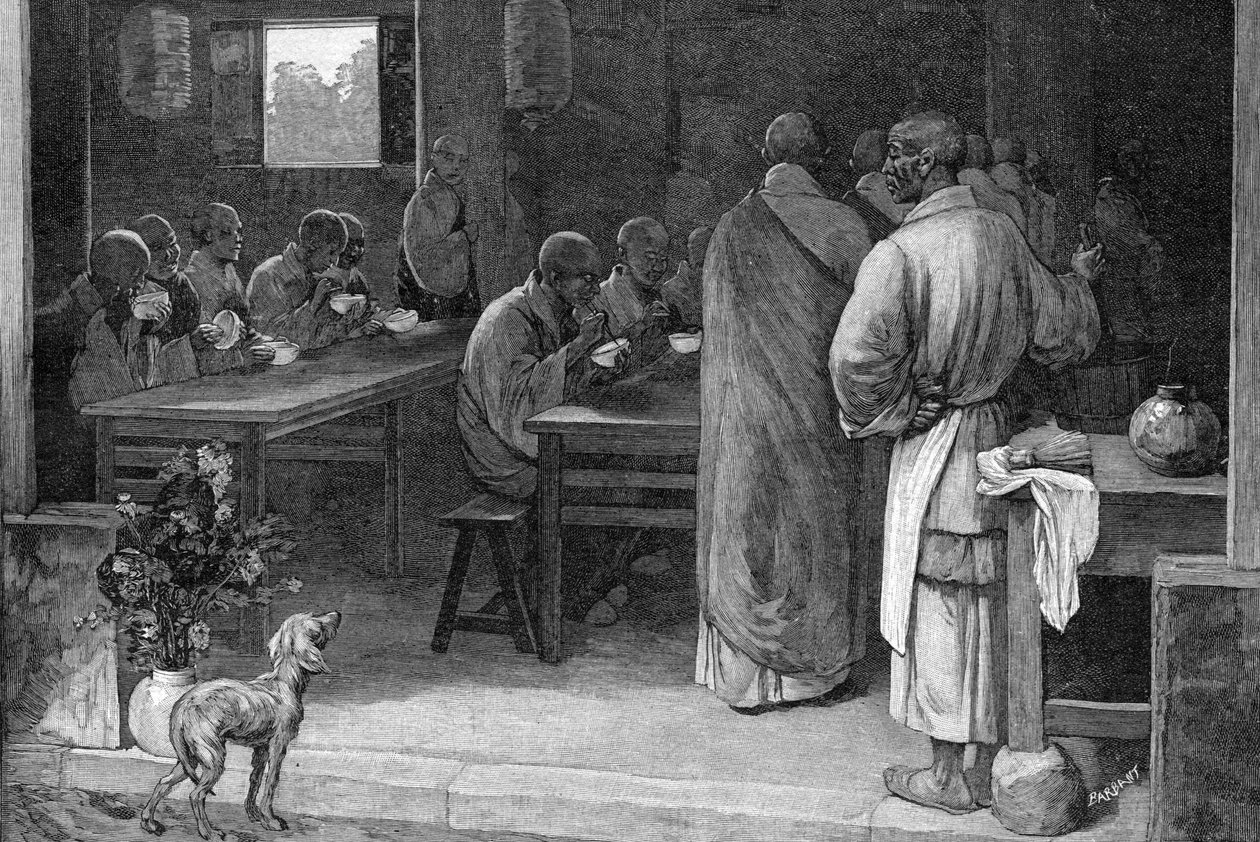 Refektorium i ett buddhistiskt kloster av Felix Elie Regamey