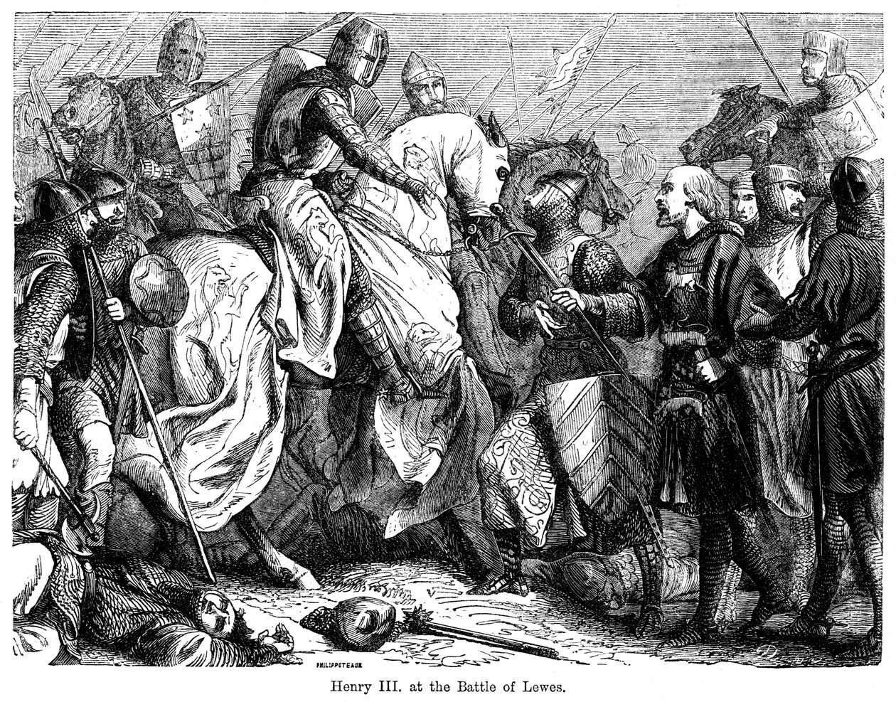 Henrik III i slaget vid Lewes den 14 maj 1264. av Felix Henri Emmanuel Philippoteaux