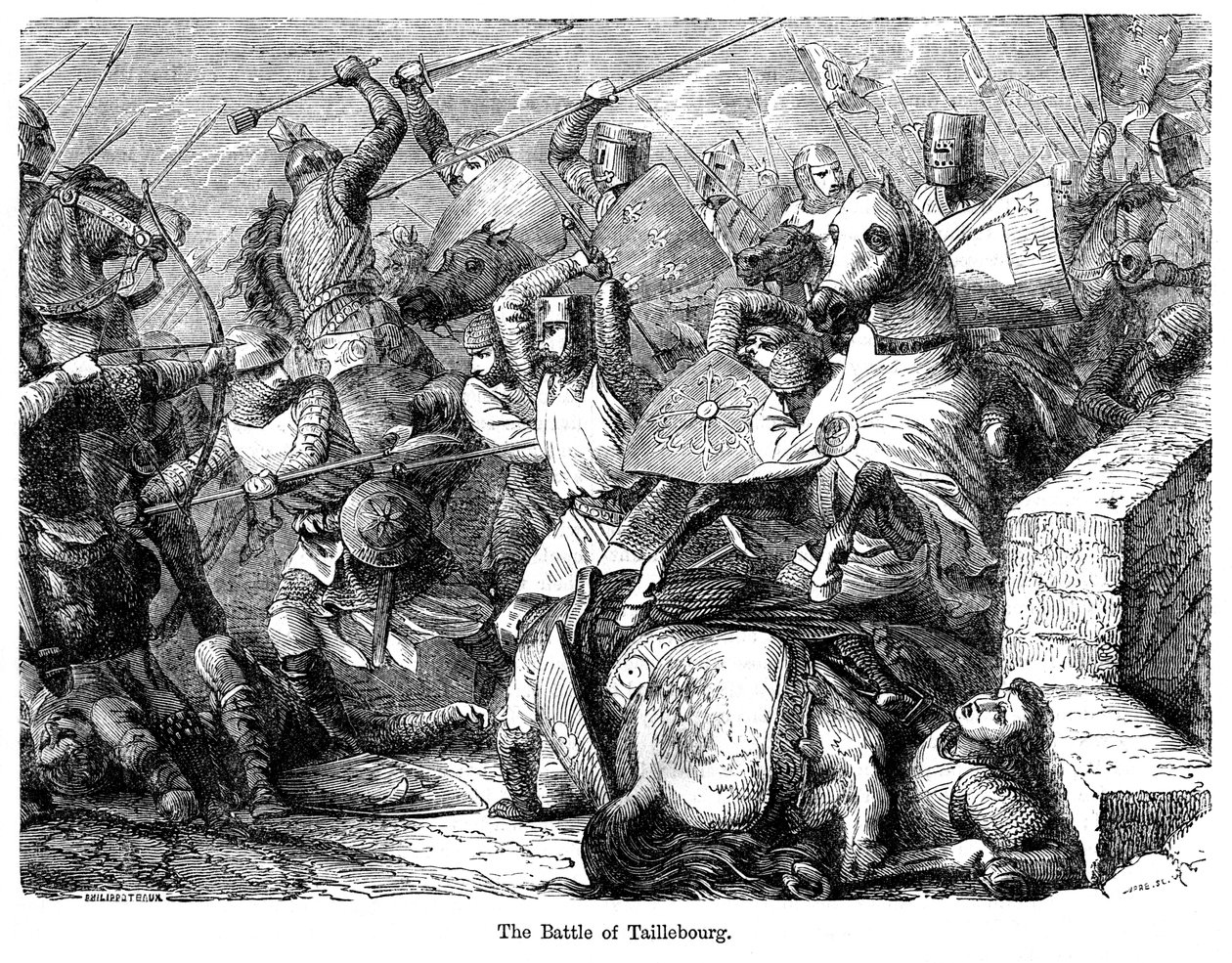 Slaget vid Taillebourg, Frankrike, 1242. av Felix Henri Emmanuel Philippoteaux