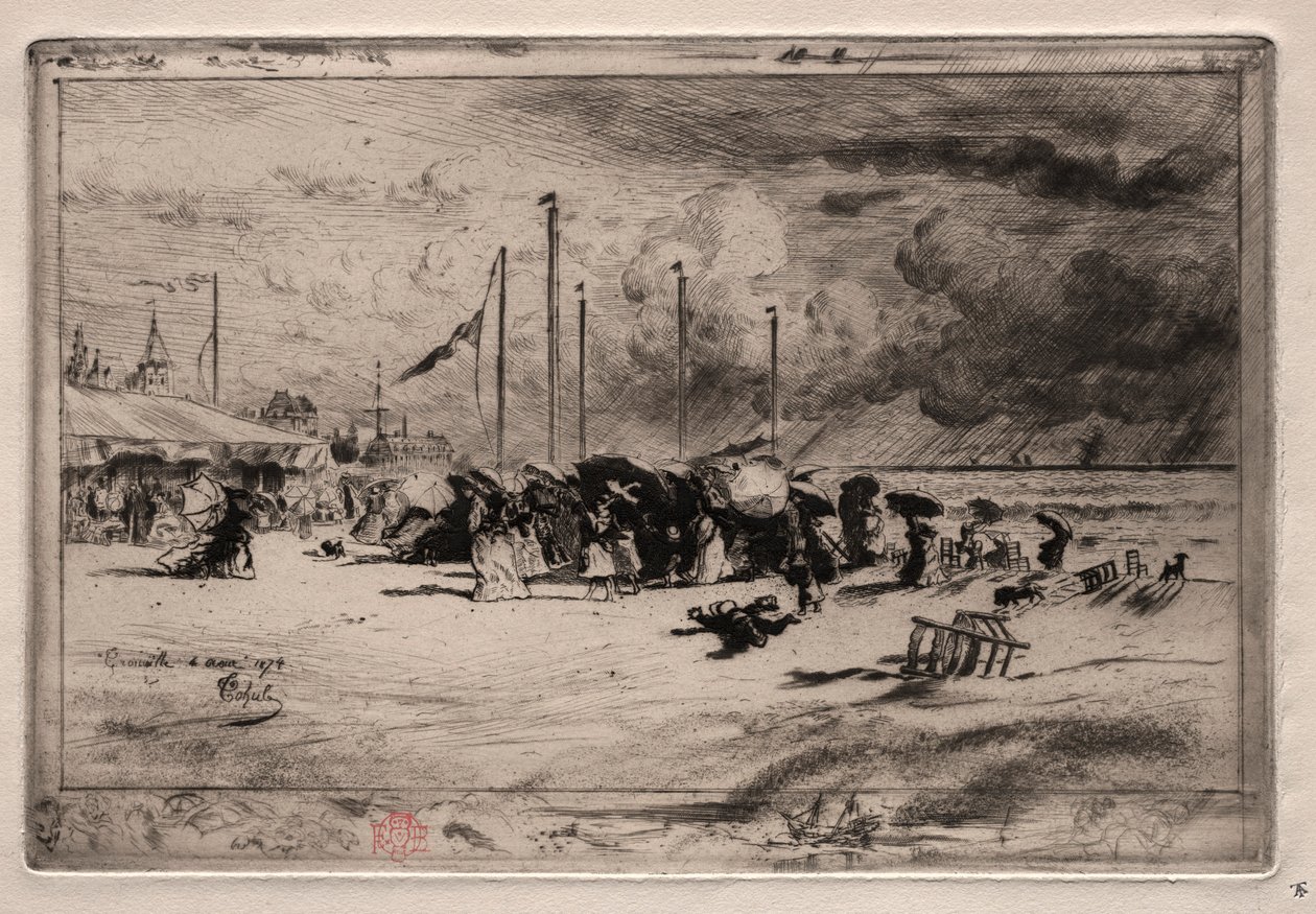 En storm vid Trouville, 1874. av Felix Hilaire Buhot