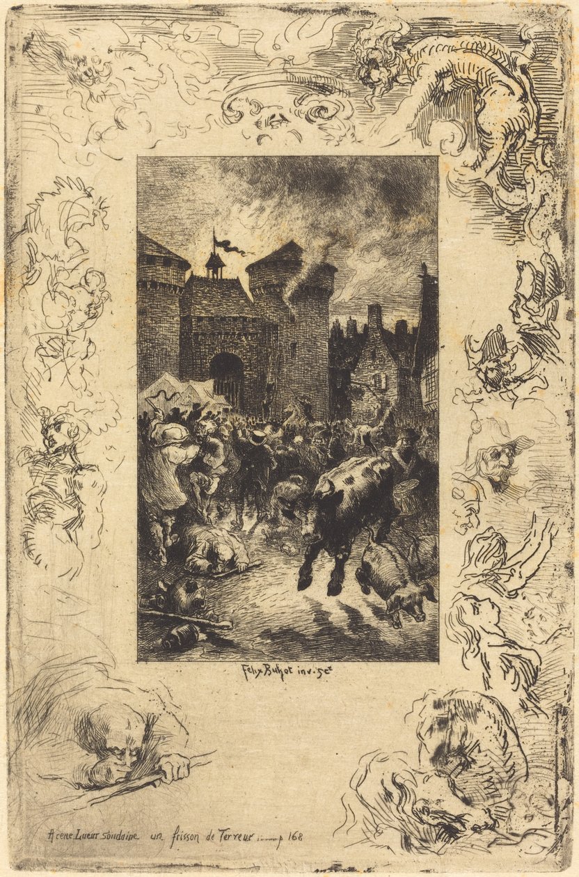 A cette lueur soudaine... I det plötsliga ljuset..., 1878. av Felix Hilaire Buhot