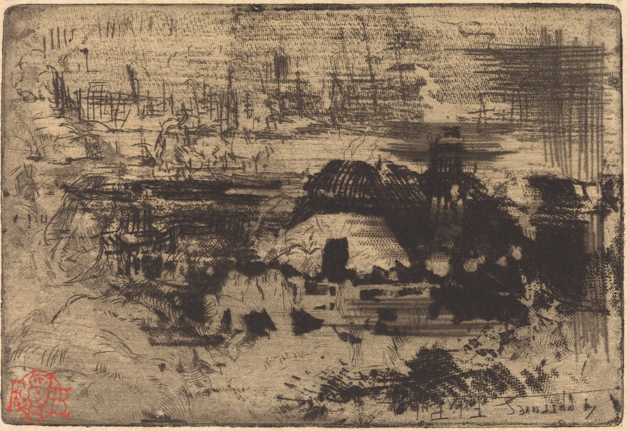 Engelska stugor, ca. 1879. av Felix Hilaire Buhot