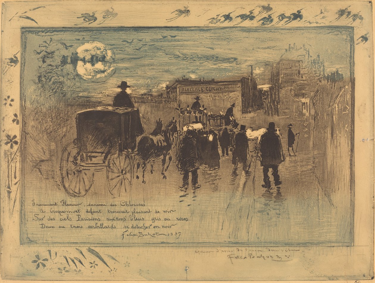 Begravningståget på Boulevard de Clichy (Begravningståget på Boulevard de Clichy) av Felix Hilaire Buhot