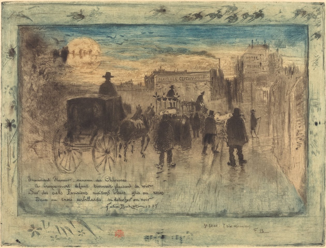 Begravningståget på Boulevard de Clichy (Begravningståget på Boulevard de Clichy) av Felix Hilaire Buhot